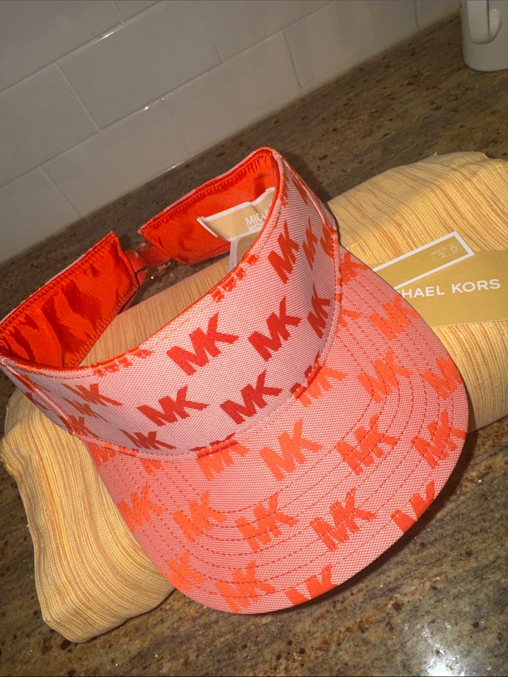 Michael Kors Women’s  Coral-Orange MK Logo Visor